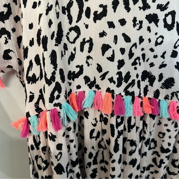 Savanna Jane Women's Stepping Ahead Leopard Neon Tassel Dress Size 2X GUC - Picture 4 of 11